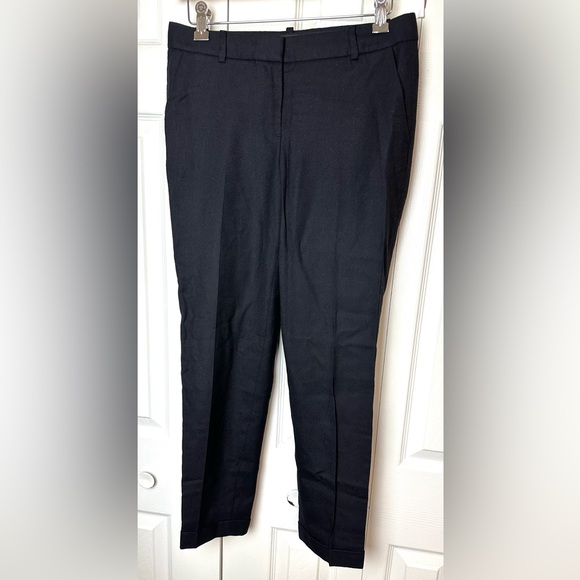 J.CREW Cafe Capri Black 100% Wool Pants Ankle Cropped Crop Cuffed Workwear Work - Picture 2 of 12